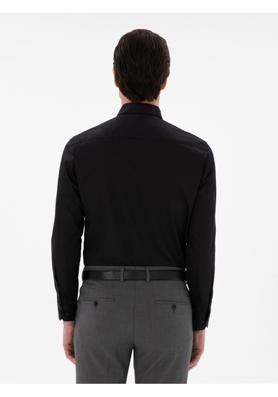 Cacharel Siyah Slim Fit Klasik Yaka Basic Gömlek