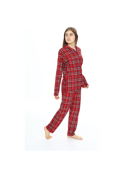 Kız Çocuk Ekose Pijama Takımı 12164 Bordo