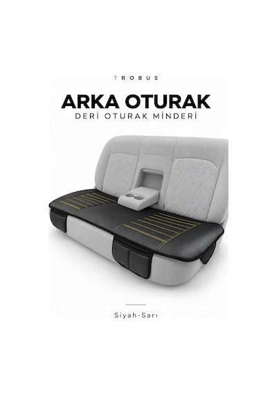 Audi A4 2001-2004 Çizgili Suni Deri 3'lü Minder Siyah Sarı
