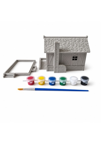 3d Maket Ev Boyama Seti 12x10 Cm Dekoratif Minyatür Ev Maketi 6'lı Boya Ve Fırça Hediyeli Hobi Seti