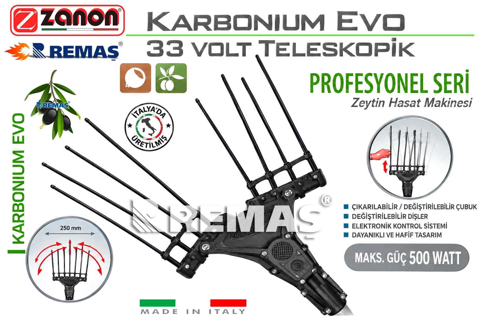 Zanon Karbonium Evo Teleskopik 33v Silkme Hasat Makinesi