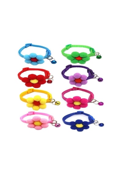 Ponpon Çiçekli Kedi Boyun Tasması 19x1 Cm Yeşil