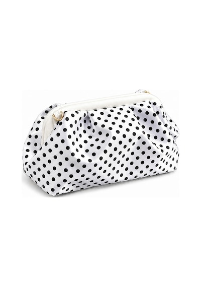 Nura Collection Kadın Premium Puantiyeli Saten Büzgülü Clutch Çanta - Beyaz - 896678040 Beyaz