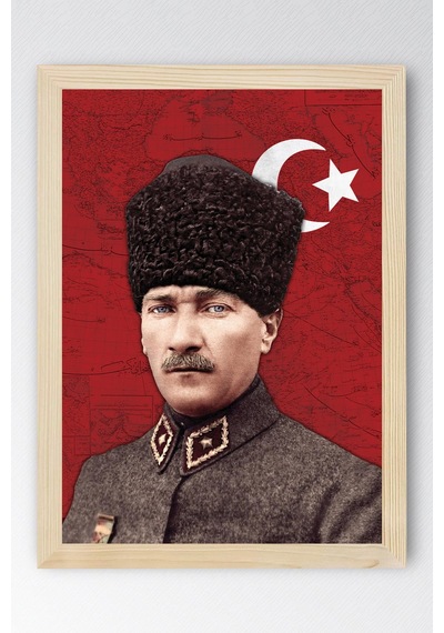 Mustafa Kemal Atatürk Çerçeveli Tablo - Osmanlı Subay Üniformalı