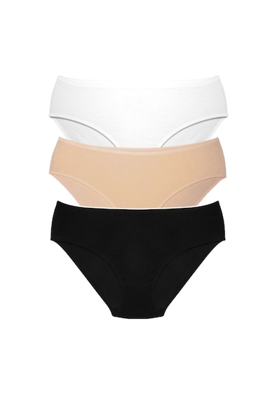 Alya Underwear Kadın Pamuklu Bato Kesim Külot - 3 Adet Beyaz - 3'lü Paket Çok Renkli T01