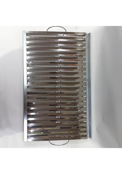 Köfteci Tip Mangal Izgarası Oluklu Üst Paneli Paslanmaz Çelik Saç Mangal Izgarası 56x35cm Üst Panel