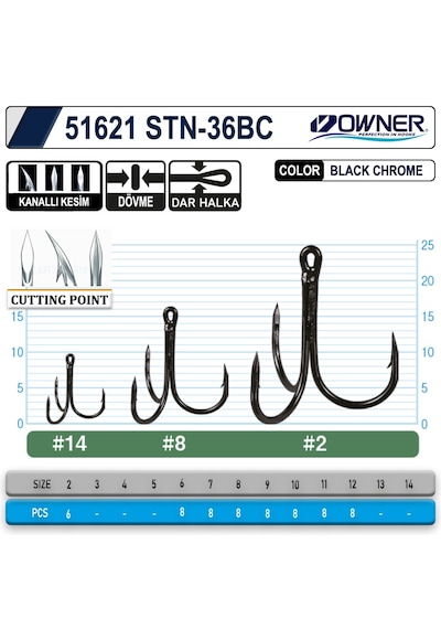 Owner 51621 Stn -36 Black Chrome Üçlü İğne No 6