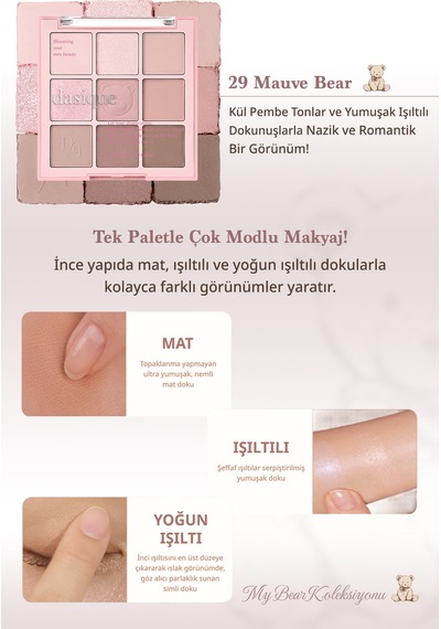 Dasique Mat Ve Işıltılı Renk Seçenekleri Sunan Far Paleti Shadow Palette 29 Mauve Bear 29 Mauve Bear