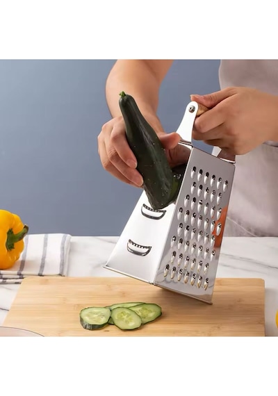 4 Kenarlı Orta Boy Ahşap Saplı Paslanmaz Çelik Rende Çelik Diğer