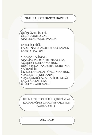 Naturasoft %100 Pamuk Banyo Hamam Havlusu 70x140 Cm Gri