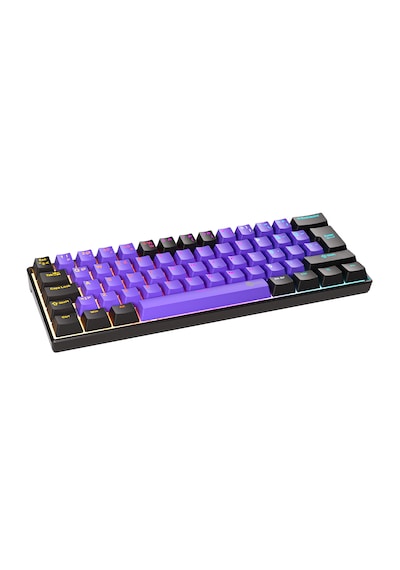 Lecoo Gk601 Pro Üç Modlu 62 Tuşlu Blue Switch Hot Swap Mekanik Oyuncu Klavyesi Mor Siyah