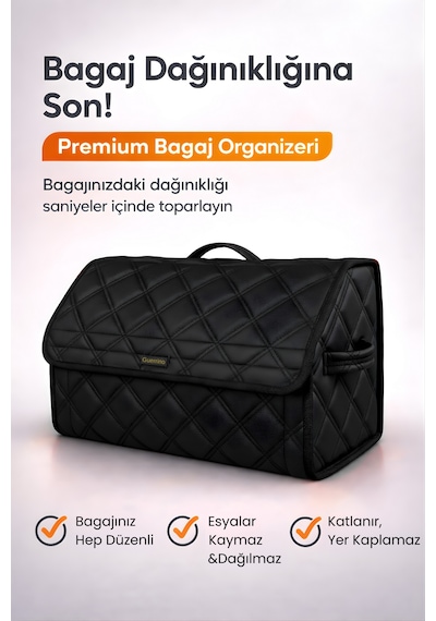 Bagaj Çantası Oto Bagaj Organizer Çift Kat Deri Su Geçirmez Kaymaz Katlanır Araç Düzenleyici - Dct2 Stiloto