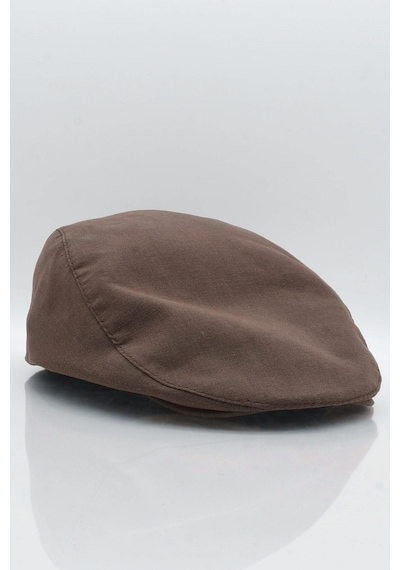 Külah Erkek Kahve Kasket Keten Yazlık Flat Cap Şapka - Standart Kahverengi