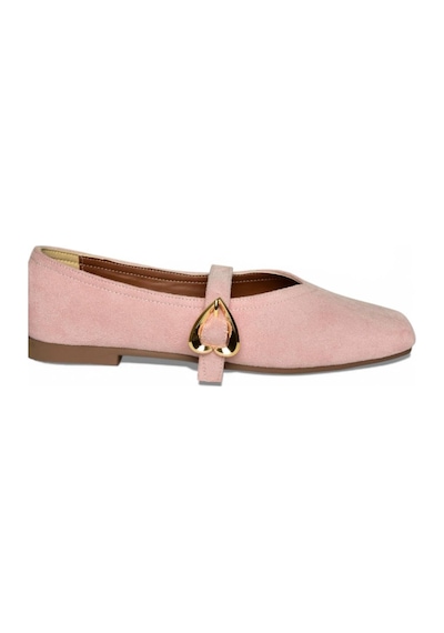 Fox Shoes Y726632602 Pudra Süet Kalp Toka Detaylı Kadın Babet Pudra