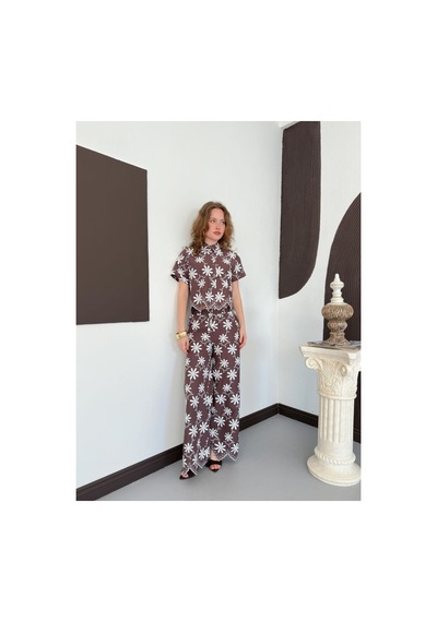 Verymoda D 2913 Nakışlı Pantolon D2913 Kahve