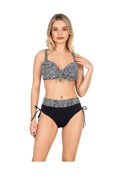 Endeep Kadın Büyük Beden Destekli Zebra Desenli Bikini Takımı