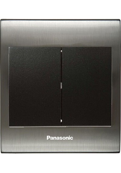 Viko Panasonic Thea Blu İkili Anahtar, Çerçeve Inox+beyaz, Kapak Siyah