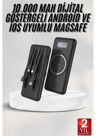 Mey İthalat Wireless Powerbank 10000 Mah Led Ekranlı Dahili Kablolu Hızlı Şarj Diğer 06693271