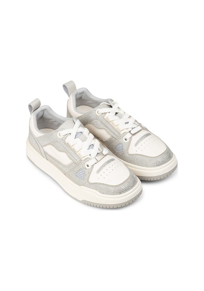 Deery Kadın Hakiki Deri Gümüş Renk Taş Detaylı Sneaker - 25359zgmsc01 Gümüş