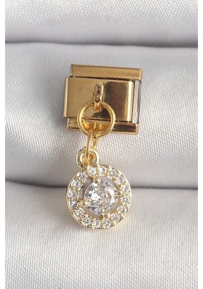 Buğz 316l Çelik Gold Renk Sallantı Daire Zirkon Taşlı Nomination Charm Diğer