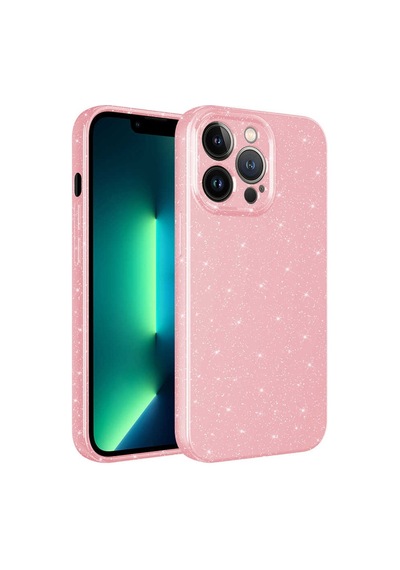 Zeyline Apple Uyumlu iPhone 13 Pro Kamera Korumalı Simli Lüks Zore Koton Kapak-pembe