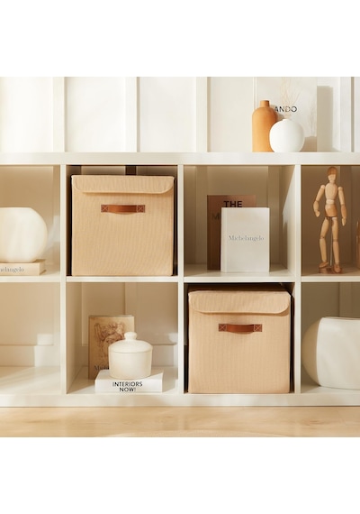 2'li Jüt Keten Kumaş Kutu Set 30 X 30 X 30 Cm Çok Renkli