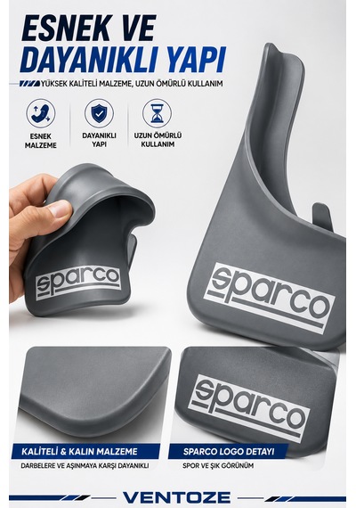 Sparco Universal Esnek Arka Paçalık Seti 2li Çamurluk Tozluğu Gri