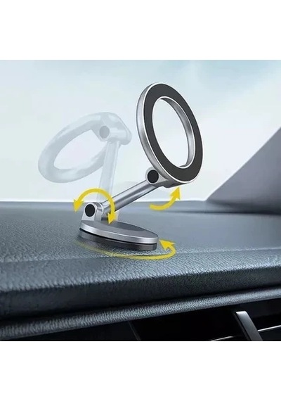 Katlanabilir Magsafe Mıknatıslı Metal Mini Araç Içi Telefon Tutucu 360 Derece Dönen Siyah