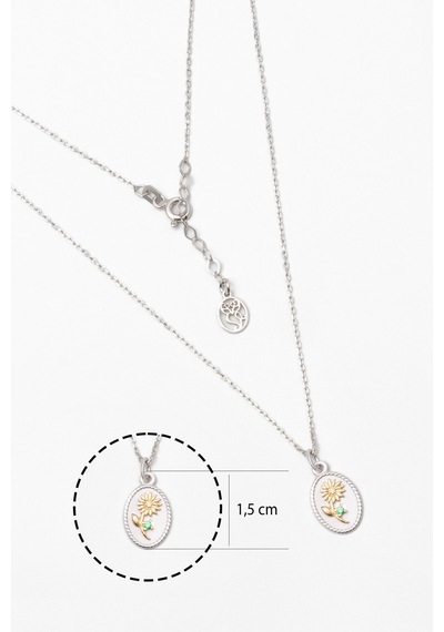 So Chic Papatya Çiçeği 18 Ayar Beyaz Altın Kaplama 43 Cm Gümüş Kolye Rodyum