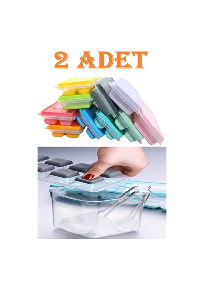 2 Adet Pratik 12 Bölmeli Bas Parmak Silikon Buz Kalıbı Kapaklı Yapışmaz Bas Çıkar Buzluk Silikon Diğer