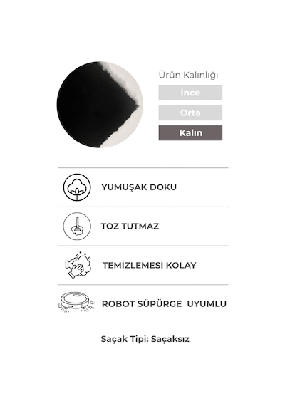 Yüksek Kalite Ekstra Yumuşak Kaymaz Özel Tabanlı Tavşan Peluş Halı Siyah