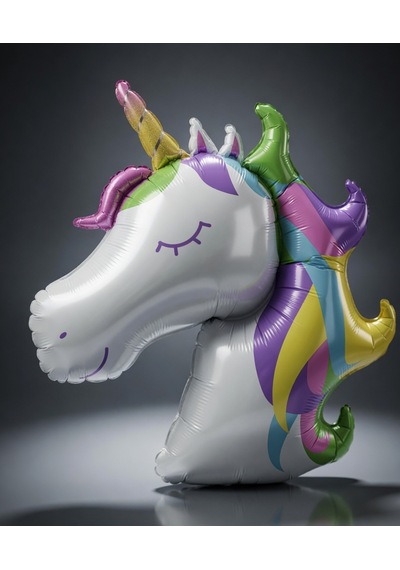 Unicorn Boynuzlu At Folyo Balon 100x73 Cm Doğum Günü Parti Dekorasyonu Çok Renkli