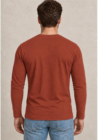 Axxel Erkek Pamuklu Likralı Süprem Uzun Kollu T-shirt-d240 Kiremit