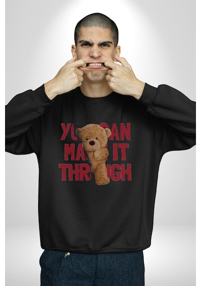 Bunu Alabilirsin Çantadan Çıkan Ayı Unisex Siyah Baskılı Sweatshirt Siyah Bunu Alabilirsin Çantadan Çıkan Ayı Unisex Siyah Baskılı Sweatshirt Siyah