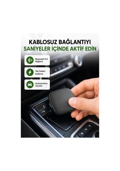 Android Auto Kablosuz Adaptör Bluetooth 5.0 Ve 5.8ghz Wifi Destekli Yeni Nesil Çok Renkli