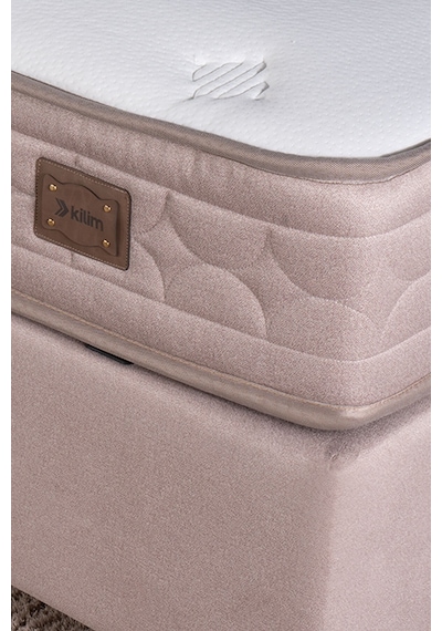 Kilim Mobilya Hilton Sandıklı Baza Başlık Paket Yaylı Pedli Yatak Seti Vizon 140x190