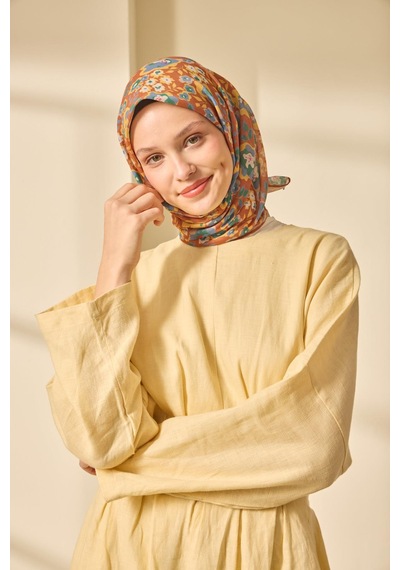 Silk Home Soft Eşarp 73090-03 Taba, İndigo, Sarı, Yeşil