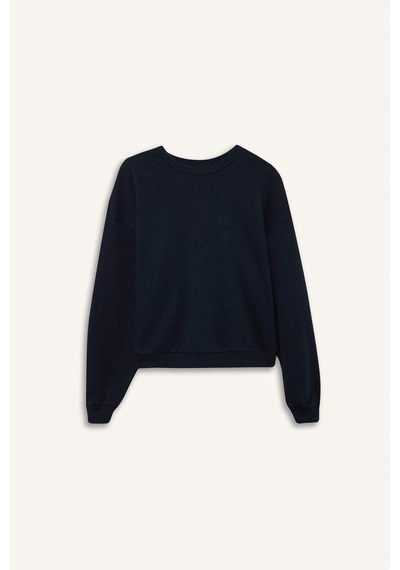 Defacto Regular Fit Bisiklet Yaka Kalın Basic Düz Sweatshirt D6645ax25sp Lacivert