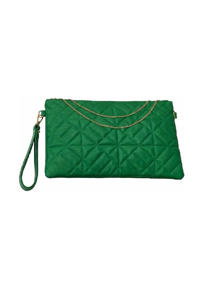 Names Bag Desenli Portföy Clutch Çanta 25x19 Cm - El Çantası Yeşil Yeşil
