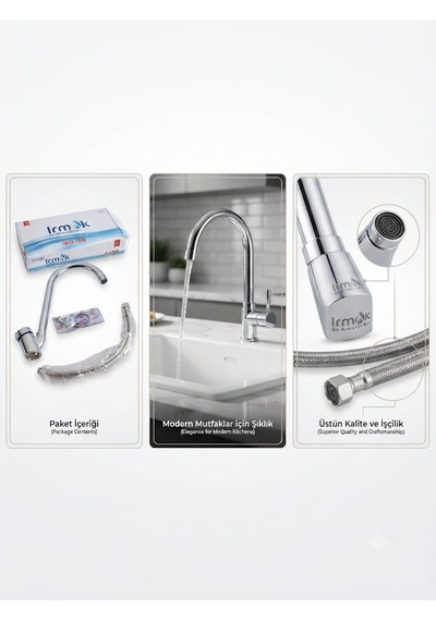 Irmak Su Armatürleri Su Tasarruflu Dayanıklı Krom Mutfak,banyo Ve Lavabo Bataryası