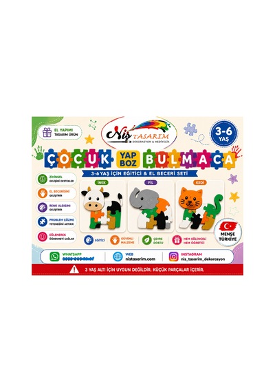 3-6 Yaş Eğitici 3d Puzzle İnek Çocuk Yapboz Zeka Geliştirici Oyuncak Renkli Parça Montessori Oyunu