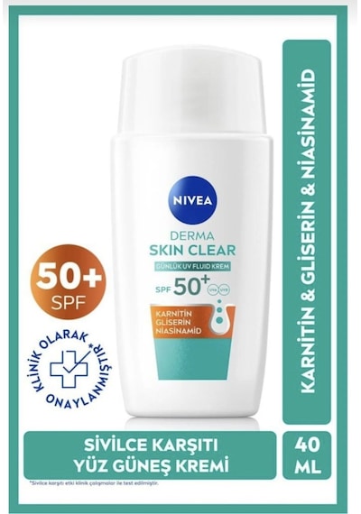 NIVEA Derma Skin Clear Sivilce Karşıtı Güneş Koruyucu Yüz Kremi SPF50 40 ML