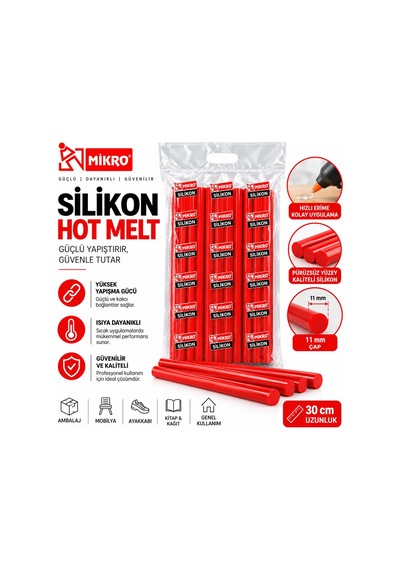 Mikro Hot Melt Kalın Mum Silikon 1 Kg Kırmızı
