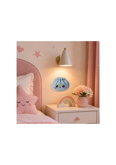 Dumpling Squishy Çin Mantısı Temalı Kişiye Özel Mdf Çocuk Odası Süsü Mavi