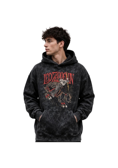 Sevbano Led Zeppelin Rock Metal Müzik Grubu Baskılı Unisex Oversize Premi Siyah