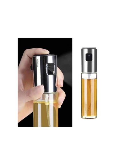 Çok Amaçlı Spreyli Cam Şişe Yağdanlık 100 Ml - Zeytinyağı, Sirke, Limon, Soya Sosu Gri Diğer