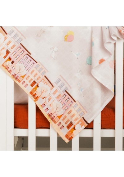 Organik Pamuk, Şehir Desenli Müslin Bebek Battaniyesi