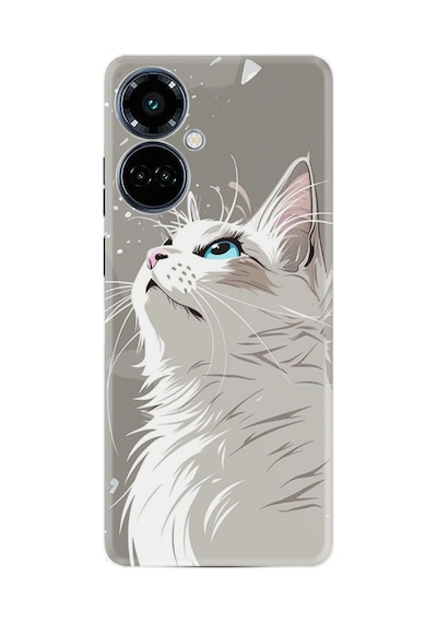 Tecno Camon 19 Pro Kılıf Boutique Baskılı Resimli Beyaz Kedi Pcode -061