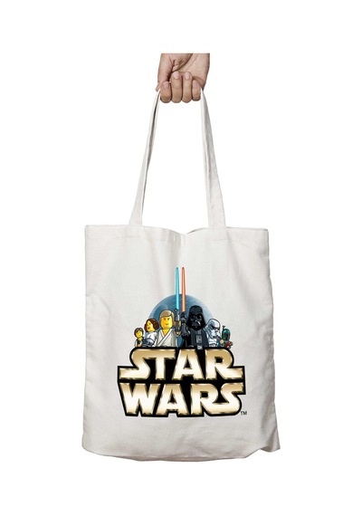 Art Hediye Star Wars Lego Logo İki Tarafı Kalıcı Baskılı Yıkanabilir Okul Plaj Omuz Bez Çantası Çok Renkli