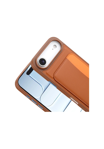 Apple     Uyumlu iPhone 17 Air Kılıf Kartlıklı Zore X-kart Silikon Kapak Turuncu
